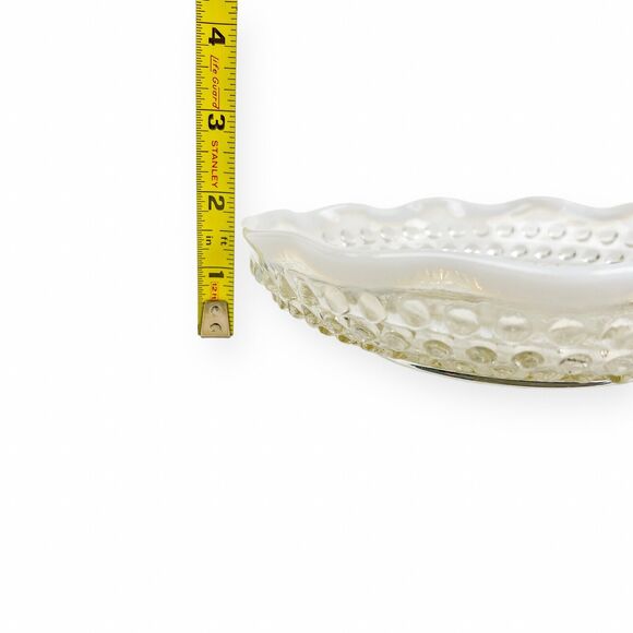 Fenton Hobnail Divided Glass Dish Clear Opalescent Wavy Edge Candy Relish Vtg - Picture 12 of 12